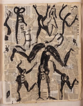 Roberto Barni ANTROPOMORFI tempera su cartonage, cm 105x85 sul retro:...