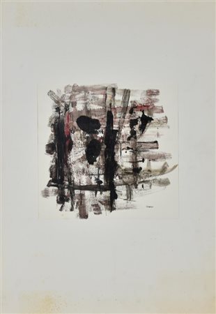 Ezio Gribaudo COMPOSIZIONE tecnica mista su carta, cm 27x26 sul fronte: firma