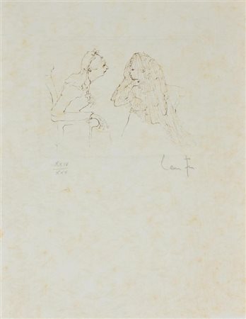 Leonor Fini LA CONFESSIONE incisione su carta di riso, cm 41,5x32 (lastra cm...
