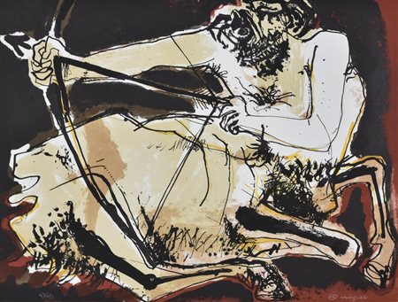 Luciano Minguzzi IL SAGITTARIO serigrafia su carta, cm 47,5x63 esemplare 53...