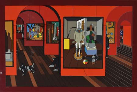 Ugo Nespolo AL MUSEO serigrafia su cartoncino, cm 68x98 esemplare 18 su 250...