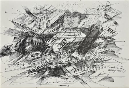 P. Caccamo BREVETTI INUTILI china su carta, cm 35x50 sul fronte: firma, data...