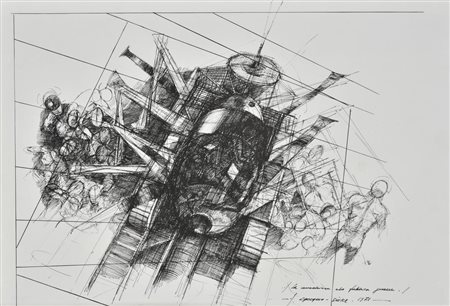 P. Caccamo LA MACCHINA china su carta, cm 35x50 sul fronte: firma, data e...