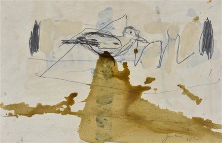 Jean Gaudaire-Thor LA VAGUE tecnica mista su carta applicata su tavola, cm...