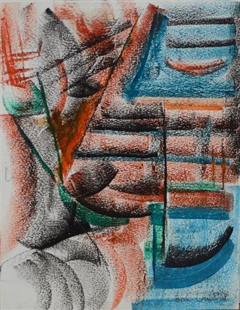 Bruno Landi COMPOSIZIONE tecnica mista su carta, cm 26,5x20,5 firmato e...