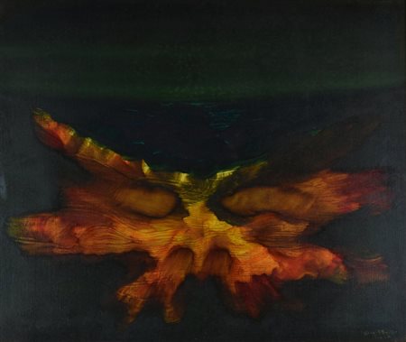 Nino Maiello MONDO COSMICO olio su tela, cm 50x60 sul fronte: firma e data...