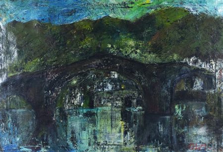 Ignoto SENZA TITOLO olio du tela, cm 60x85 sul fronte: firma