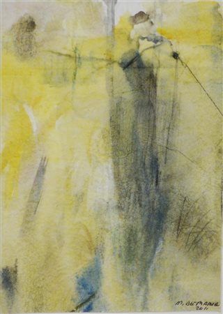 Mariangela De Maria COMPOSIZIONE tecnica mista su carta, cm 17x11 firmato e...