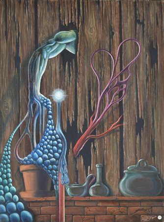 Plauso LA STATUA olio su tela, cm 60x45 sul fronte: firma e data sul retro:...