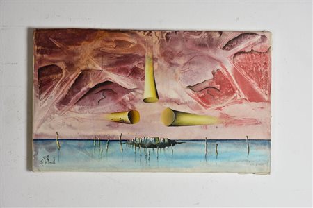 Giovanni Pelliccioli SENZA TITOLO olio su tela, cm 30x50 sul fronte: firma...