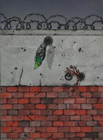 Elio Torriero VITA SEPOLTA tecnica mista su masonite, cm 25x19 sul fronte:...