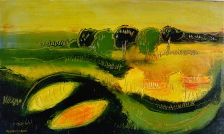 M. Venturini SENZA TITOLO olio su tela, cm 30x50 sul fronte: firma