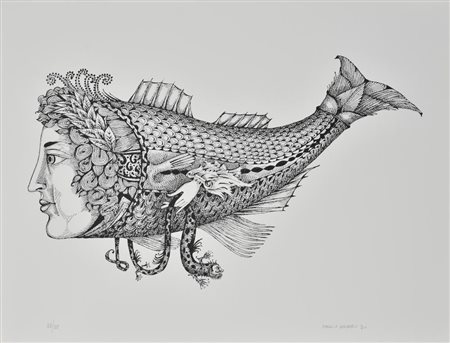 Manlio Amodeo PESCE CLEOPATRA litografia su carta, cm 50x65 esemplare 23 su...