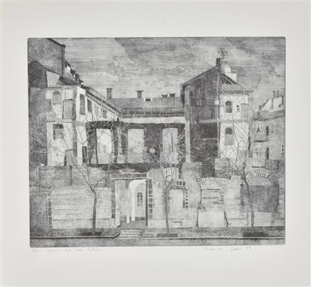 Federica Galli CASA IN VIA SAN VITTORE incisione su carta, cm 48x51 (lastra...