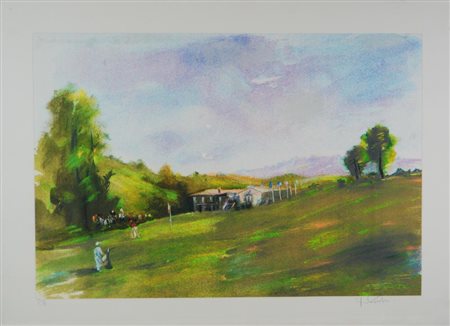 Ignoto CAMPO DA GOLF litografia, cm 50x70; es. p.a. firmato e numerato