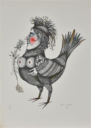 Amodeo Manlio CHIOCCIA serigrafia su carta, cm 70x50 esemplare 9 su 10 sul...