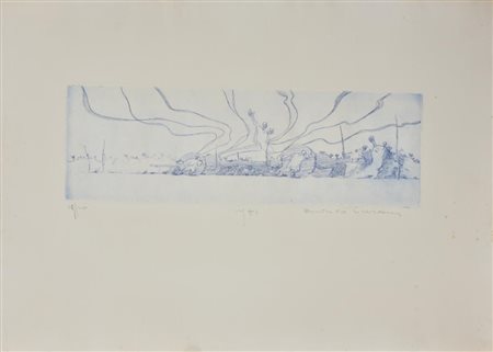 Villani Enrico IL CARRO DEL SANTO acquaforte acquatinta su carta, cm 50x70...