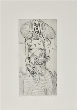 Villani Enrico FIGURA FEMMINILE incisione su carta, cm 48x34 (lastra cm...