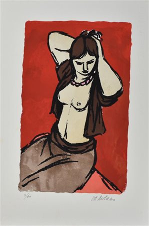 Da Milano Giulio ODALISCA serigrafia a colori su carta, cm 50x34 esemplare 5...