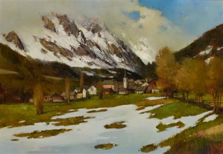 Francisetti Gilberto GRANDES JURASSES - ENTREVES COURMAYEUR olio su tela, cm...