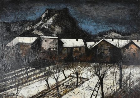 Aime Tino INVERNO olio su tavola, cm 50x70 sul retro: firma, data e titolo...