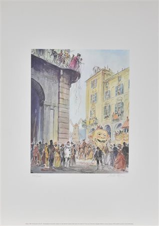 Bertello Guido IL CARNEVALE IN VIA PO DEL 1880, TORINO fotolitografia su...