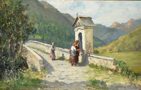 Durando CAPPELLETTA VOTIVA olio su tavola, cm 16x25 sul fronte: firma e data...