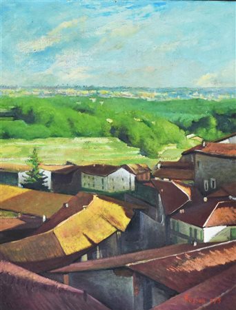 Fossati Francesco PAESAGGIO CHIVASSESE olio su cartone telato, cm 30x39 sul...