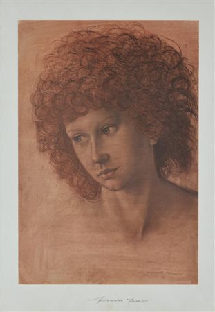 Moroni Fiorello VOLTO DI DONNA stampa su carta, cm 70x50 sul fronte: firma