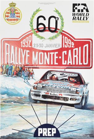 60ème RALLYE MONTE-CARLO 1992 cm 60x40 Manifesto originale del 60esimo Rally...