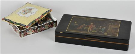 LOTTO COMPOSTO DA 2 SCATOLE GIOCO - Scatola in legno laccato nero contenente...