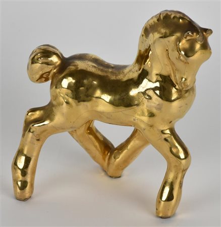 Zaccagnini Ugo CAVALLO Cavallo in ceramica dorata, firmto 'Zaccagnini' A.875...