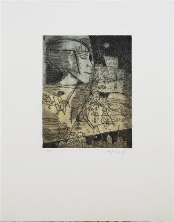 Franco Rognoni COMPOSIZIONE Acquaforte. mm 175x135. Foglio: mm 345x264....