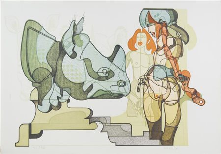 Floriano Bodini LOTTO DI 3 LITOGRAFIE A COLORI I) Senza titolo. mm 590x455....