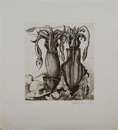 Angela Occhipinti LOTTO DI 5 ACQUEFORTI I) Senza titolo. 1968. mm 240x213....