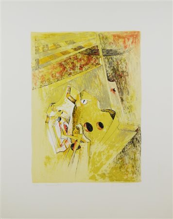 Giancarlo Pozzi LOTTO DI 2 LITOGRAFIE I) Il posto vuoto. 1969. mm 356x233....