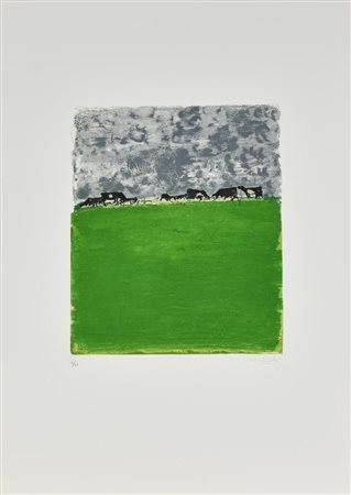 Carlo Mattioli BRUGHIERA. 1981 Acquatinta a colori. mm 325x275. Foglio: mm...