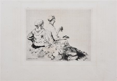 Giuseppe De Nittis SULLA STRADA DI CATELLAMARE Acquaforte e puntasecca. mm...