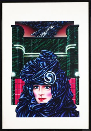 NON IDENTIFICATO AUTORE Senza titolo. Aerografia su carta. Cm 50,00 x 70,00....