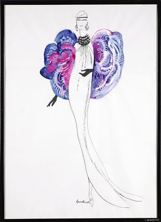 NON IDENTIFICATO AUTORE Senza titolo. 1983. Aerografia su carta. Cm 50,00 x...