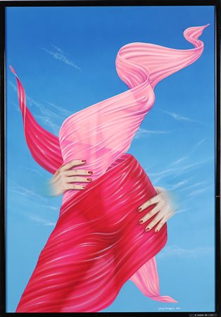 NON IDENTIFICATO AUTORE Senza titolo. Aerografia su carta. Cm 50,00 x 70,00....