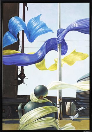 NON IDENTIFICATO AUTORE Senza titolo. Aerografia su carta. Cm 50,00 x 70,00....