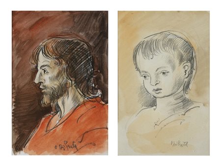 DI PRATA OSCAR (1910 - 2006) Lotto composto da n. 2 opere. Tecnica mista su...