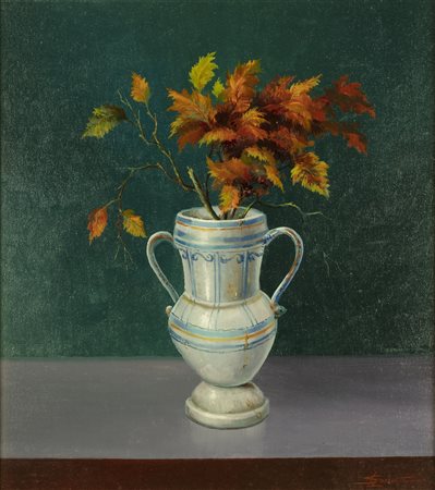 NON IDENTIFICATO AUTORE Senza titolo. 1982. Olio su tela . Cm 40,00 x 45,00....