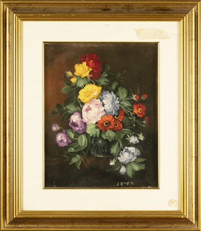 NON IDENTIFICATO AUTORE Fiori. . Olio su tela . Cm 24,00 x 30,00. Firma (E....