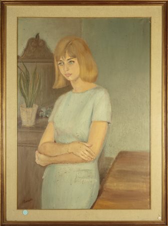 NON IDENTIFICATO AUTORE Senza titolo. Olio su tela . Cm 70,00 x 100,00. Firma...