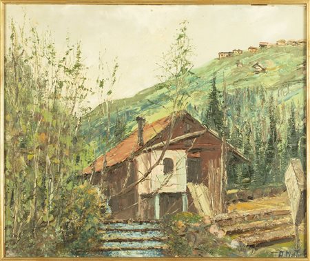 NON IDENTIFICATO AUTORE Senza titolo. Olio su tela . Cm 60,00 x 50,00. Firma...