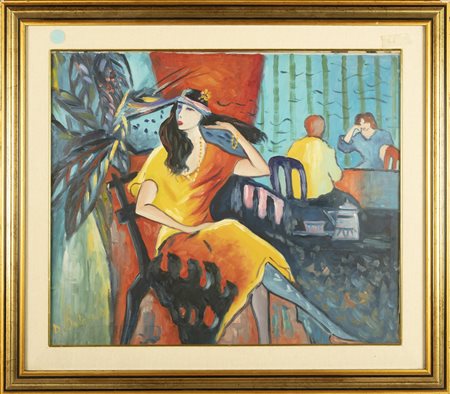 NON IDENTIFICATO AUTORE L'attesa. 1968. -. Cm 62,00 x 52,00. Firma (D....