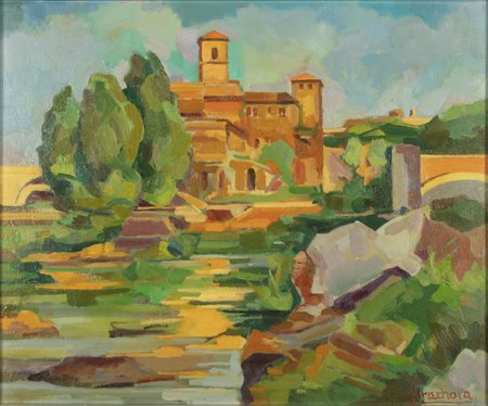 NON IDENTIFICATO AUTORE Senza titolo. Olio su tela . Cm 60,00 x 50,00. Firma...