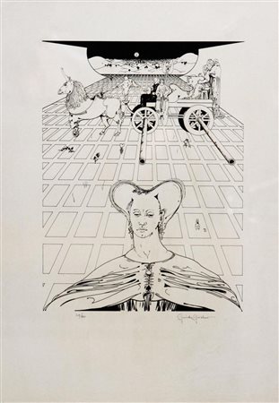 GIORDANO GUIDO Senza titolo. Litografia. Cm 35,00 x 50,00. 24/80. Tiratura e...